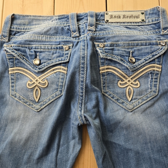 Rock Revival Elaina Boot Distressed Denim Jeans Size 29X31 - Picture 16 of 16